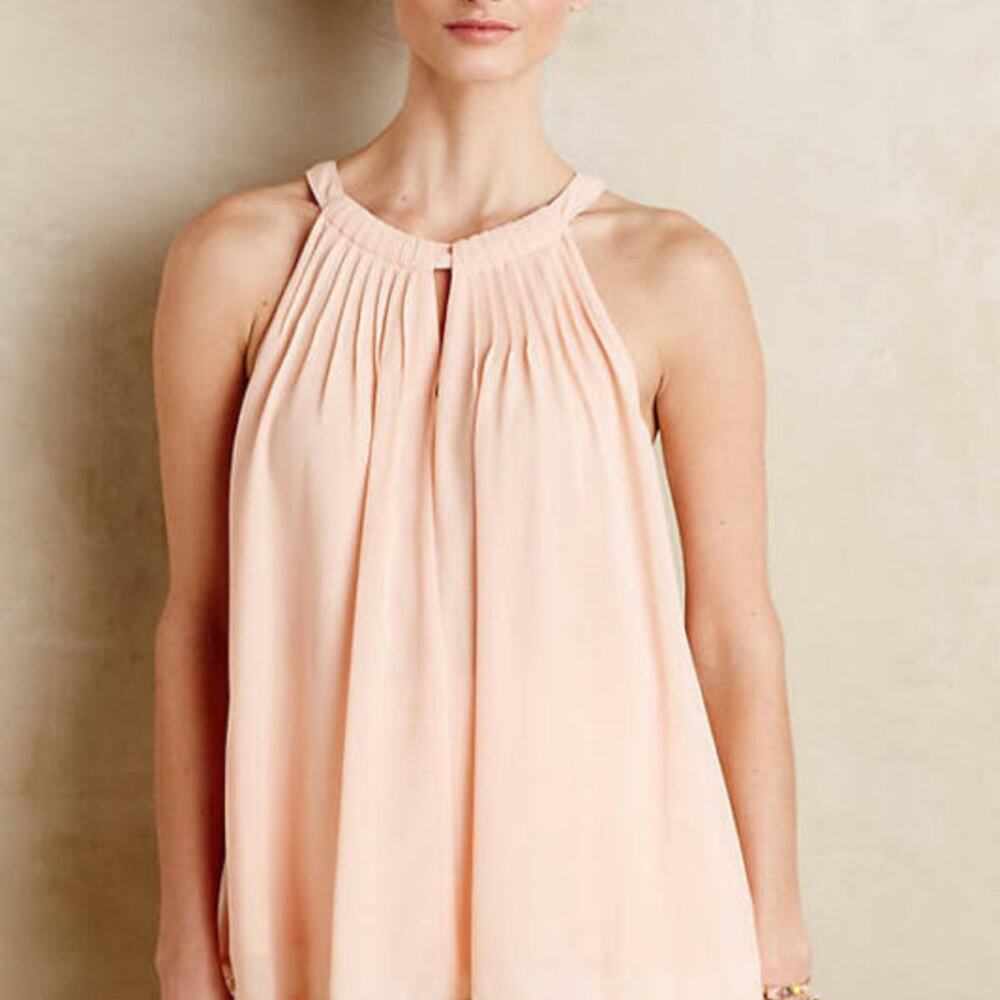 Sunday in Brooklyn Soft Blush Pleated Halter Tank Top size small